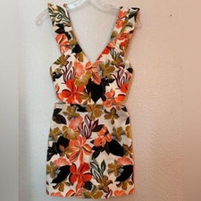 Zara Tropical Floral Ruffle Sleeveless Cut Out Skort Playsuit Romper