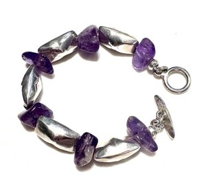 Amethyst sterling silver Chunky bracelet 925!
