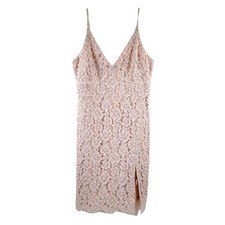 Lulus Women  s M Blush Pink Lace Midi Dress Spaghetti Strap Floral Lined