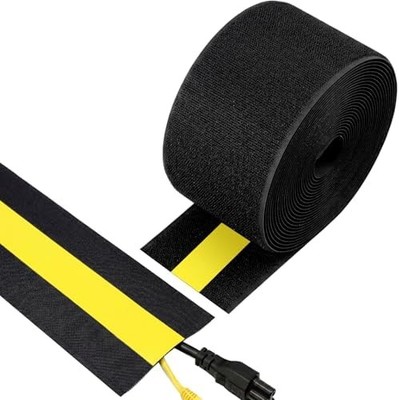 Cord Cover for Carpet, 24.6 ft x 3 in Floor Cable Management Strip, Reusable Hoo
