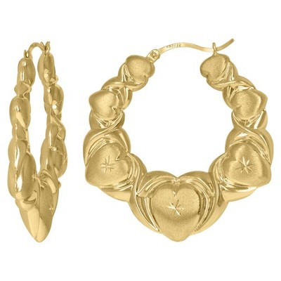 10kt Gelbgold DC gebürstet Damen Xo Hugs & Kisses 46,9mm Klapp Creolen Huggies