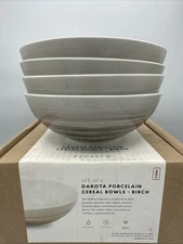 Set of 4 BAMBECO Dakota Porcelain Birch Pattern Cereal BOWL Soup BOWL Dinnerware