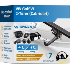 ANHÄNGERKUPPLUNG für VW Golf VI 11-16 starr GDW +7pol E-Satz Erich J