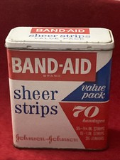 Vintage BAND-AID Johnson & Johnson Advertising Metal EMPTY Tin ~ 70 Value Pack