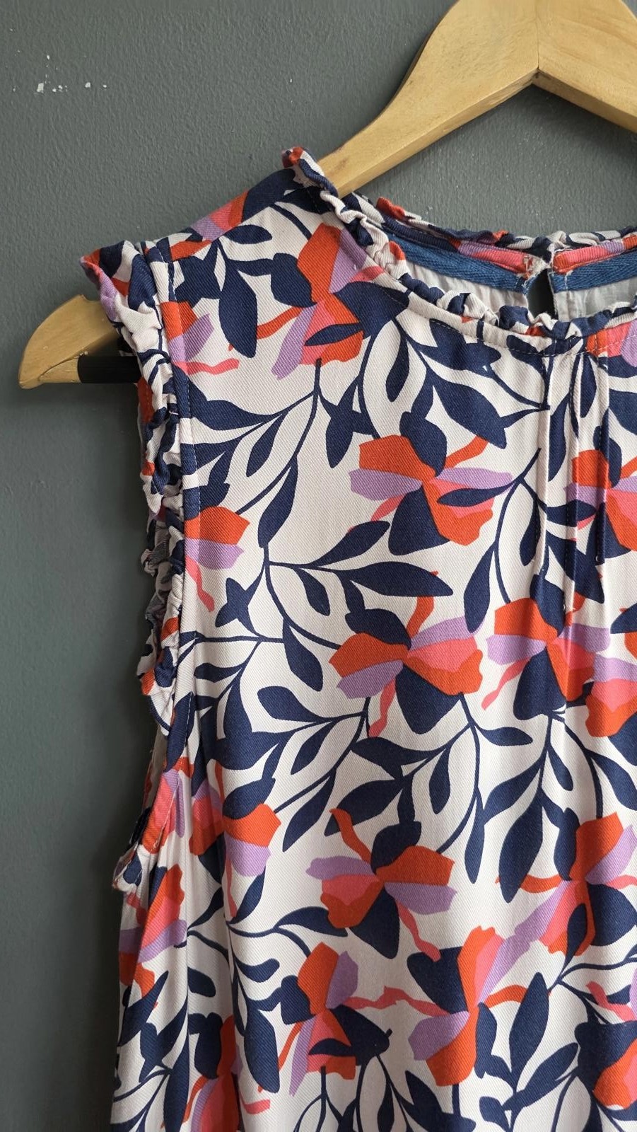 Brakeburn Navy Red Floral Viscose Tiered Midi Dress Size 10 Sleeveless Summer image 2