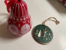 2 Harry & David Oregon  Christmas Ornaments trees, red pear