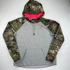 Under Armour Hoodie Sweatshirt Storm Cold Gear Loose Womens XL Camo Gray & Pink