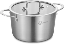 LOLYKITCH Tri-Ply 3 Quarts Stainless Steel Induction Cooking Pot,Small Stock Pot