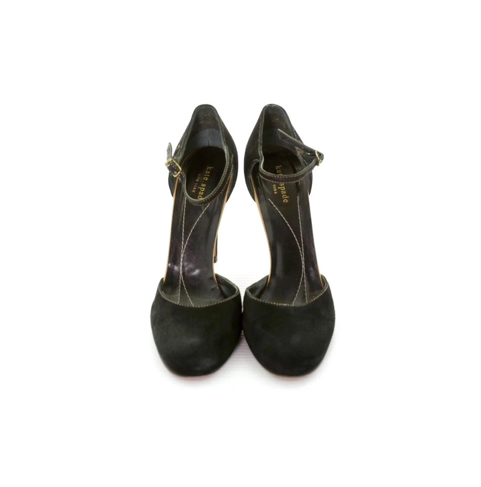 Zapatos de salón Kate Spade negros de gamuza Mary Jane punta redonda correa al tobillo tacón alto para mujer 11M Foto 2 de 4