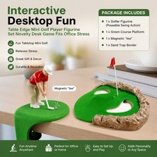 Tabletop Golf Game Putting Green Playset Novelty Desktop Toy Fits Office Desk