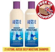 2 x 675ml Aussie Deep Moisture Shampoo SLS Free Vegan Formula For Very Dry Hair 16.19 per litre