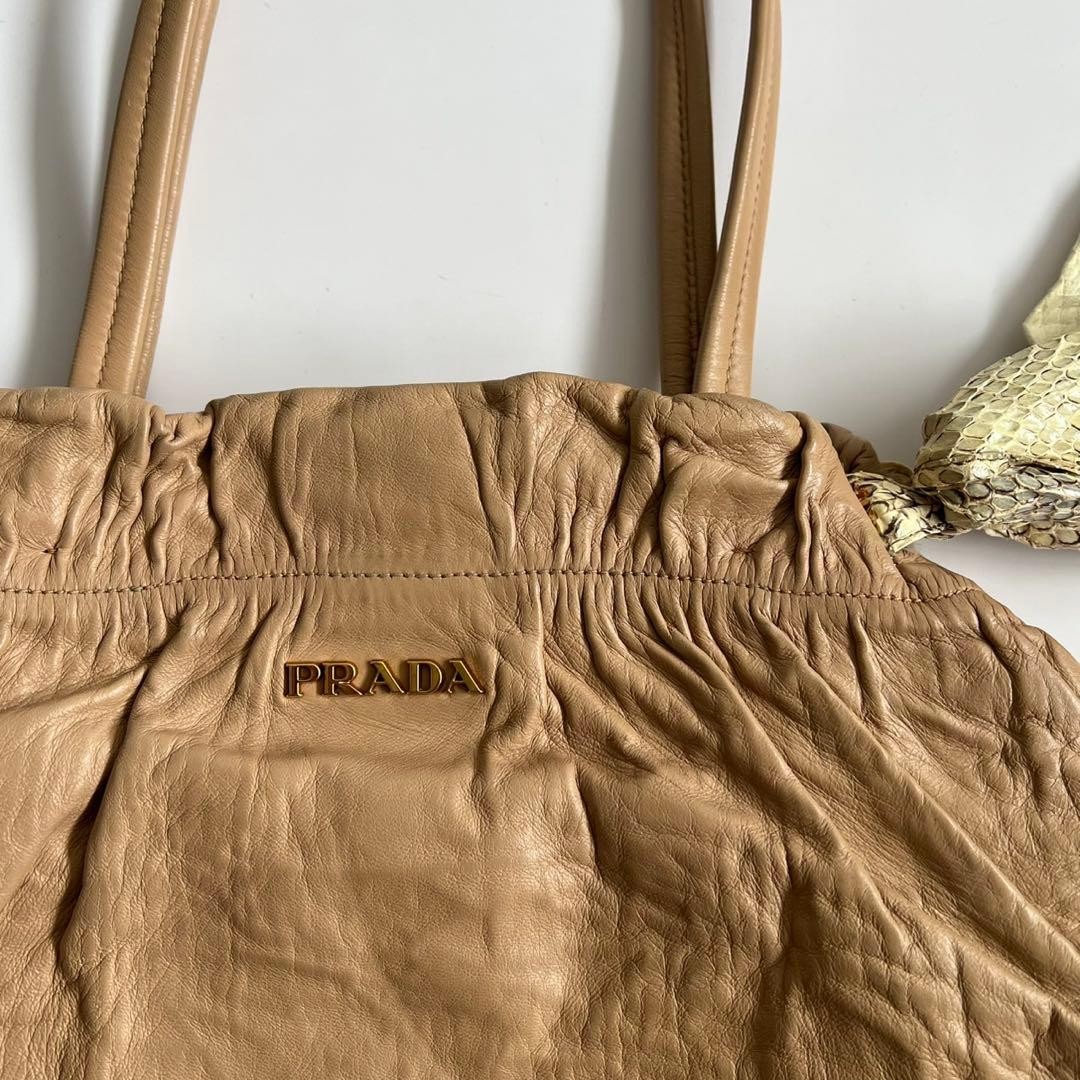 PRADA Python Ribbon Shoulder Tote Bag, Leather, S… - image 3