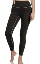 Zenana Buttery Soft Casual High Rise Leggings Black with Contrast Stitch XL NWOT