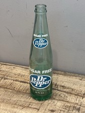 Vintage Sugar Free Dr. Pepper Beverages Soda Pop Bottle Green Glass 10 oz. 11C