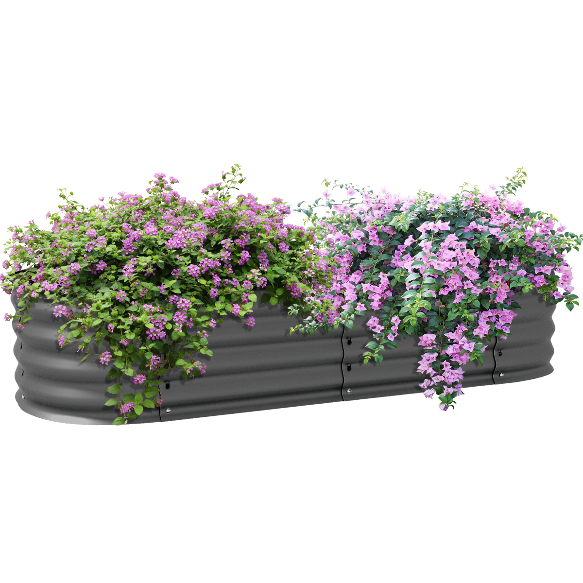 Outsunny Galvanised Raised Garden Bed Planter Box with Safety Edging Dark Grey