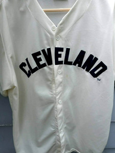 Cleveland Indians Guardians Bob Feller SGA MLB creme Baseball Jersey XL sewn EUC