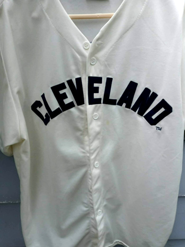 Cleveland Indians Guardians Bob Feller SGA MLB creme Baseball Jersey XL sewn EUC