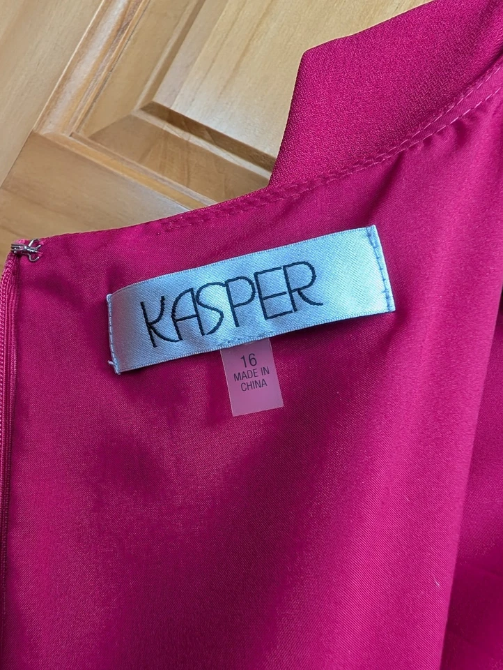Kasper Hot Pink Size 16 Sheath Fully Lined Sleeveless Dress - Image 3 of 4