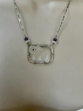 Antique 1920’s Vintage Czech INTAGLIO GLASS Pendant Nautical Lucy Isaacs