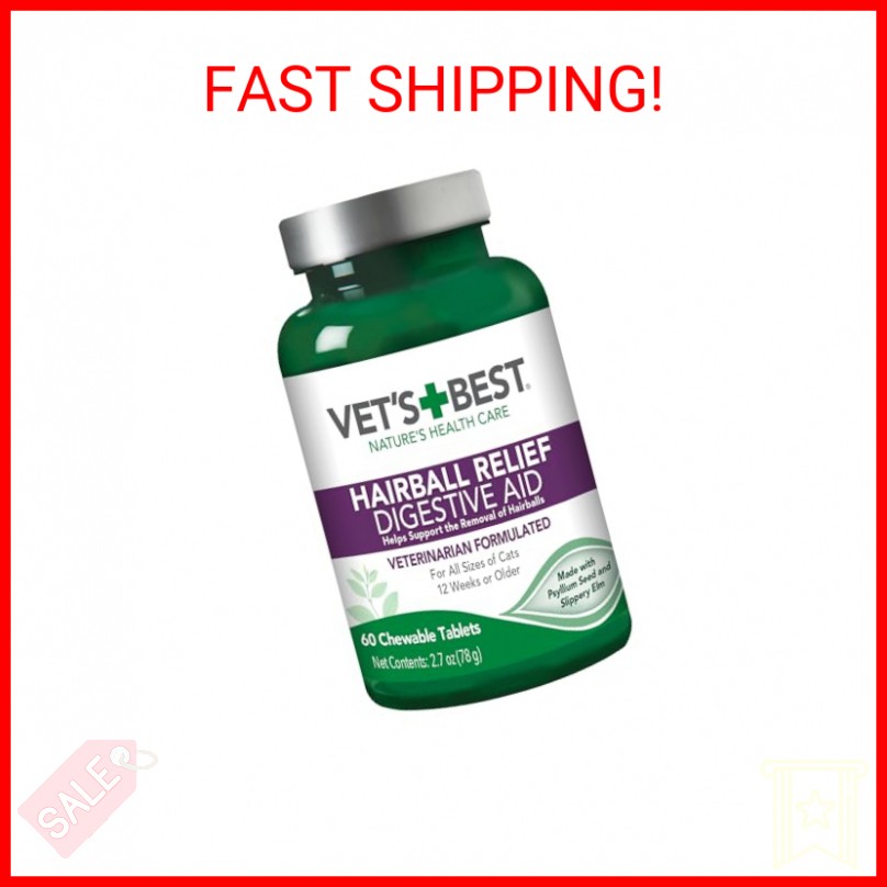 Vet&rsquo;s Best Cat Hairball Relief Digestive Aid, Vet Formulated Hairball Support Re