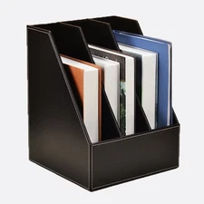 Vertical Style,Leather Magazine Holder Office Desk Organizer File Document Tr...