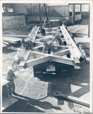 1961 Hamilton Trailer Lumber Steel Beam Construction Site 8X10 Vintage Photo