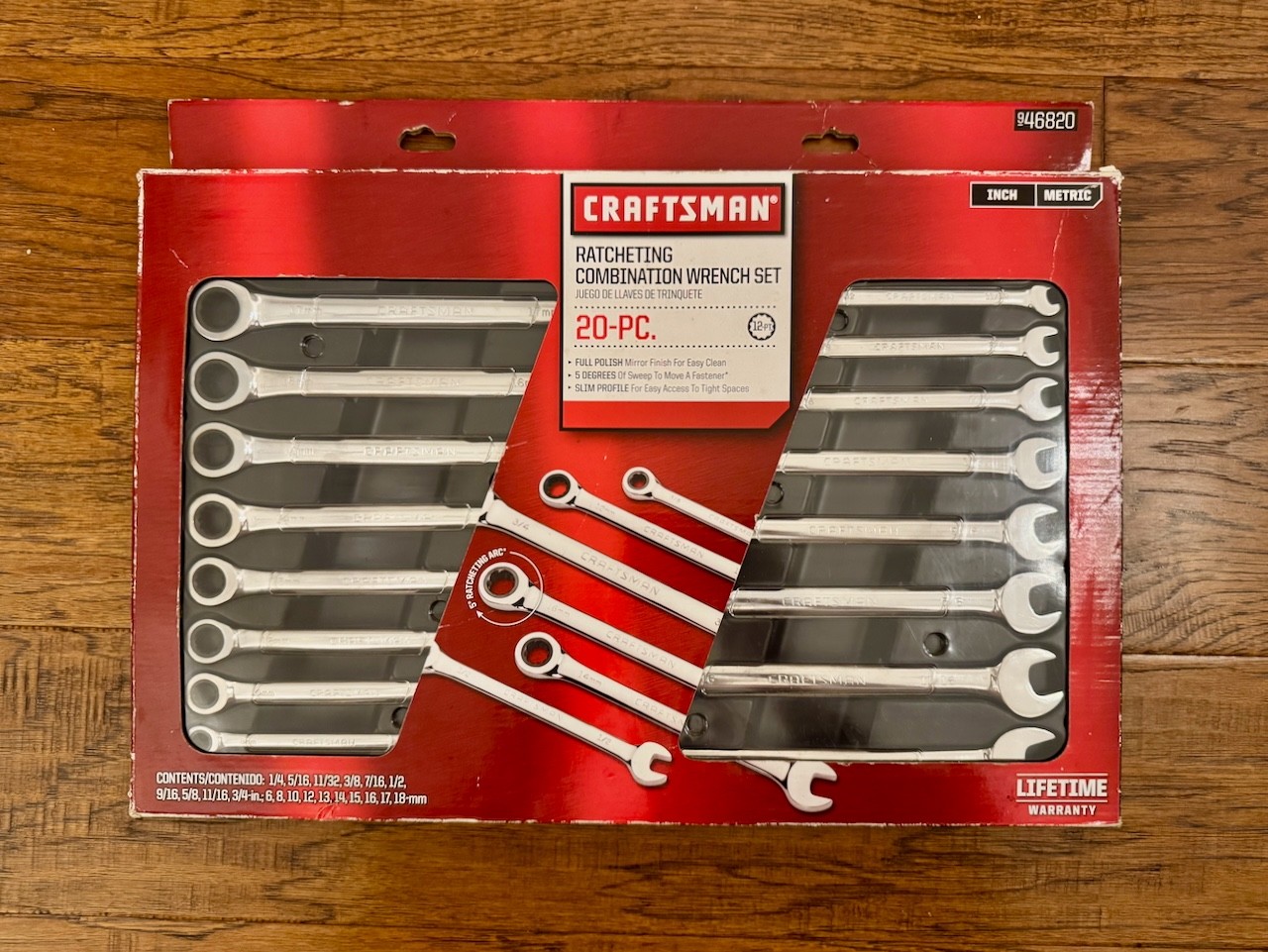 Craftsman 20 Piece Combination Ratcheting Wrench Set Inch/Metric 46820
