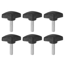 6pcs Tee Wing Knobs M6x25mm Metric Male Thread T Head Clamping Thumb Screw Black