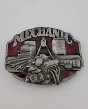 VINTAGE 1987 3" Mechanic 3D Belt Buckle Siskiyou Buckle Co Y-40 Pewter Enamel US
