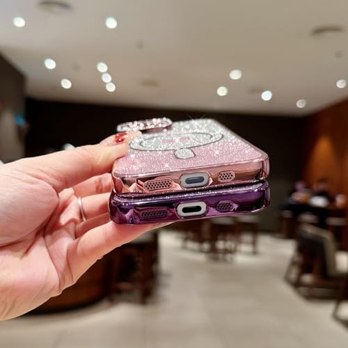 Magnet für Hülle Glitzer, Süße Liebe Herz Beschichtung Luxus iPhone 13 Rosa - Bild 8 von 8