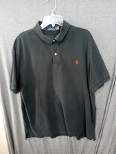 Polo Ralph Lauren Polo Shirt Mens 2XB Big Black Short Sleeve Red Pony Preppy