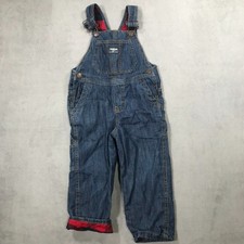 Osh Kosh Flannel Lined Bib Overalls Boys Size 3T Toddler Blue Dark Denim Farmer