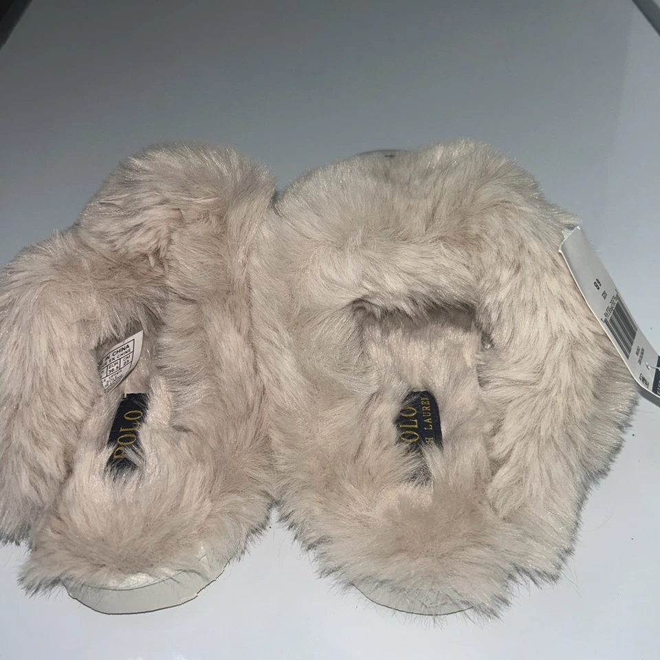 Zapatillas de piel Polo Ralph Lauren crema para mujer talla 6B de oso sin cordones Foto 4 de 4