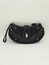 Cole Haan Black Leather Village Fog Leather Wristlet New