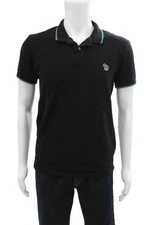 Paul Smith Mens Cotton Short Sleeve V-neck Polo Top Black Size S