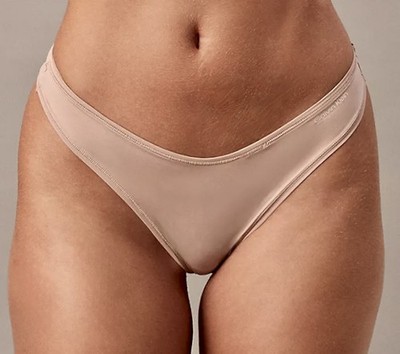 CALVIN KLEIN Ideal Stretch Micro Cedar Nude Thong Panty Womens Sz S 5 QD5117
