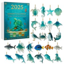2025 Sea Glass Marine Life Advent Calendar, 24 Days Ocean-themed Countdown Gift
