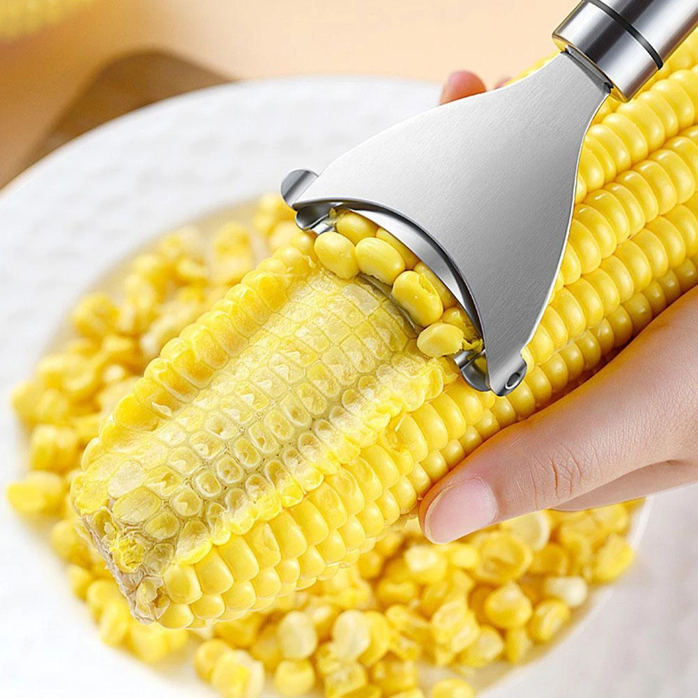 Stainless Steel Corn Cob Peeler Stripper Remover Kitchen Cutter Thresher Tool
