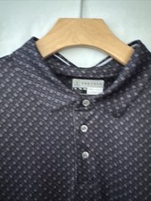 Polo Golf Shirt Men xl Black Geometric Print Stretch PGA Tour Pro Series
