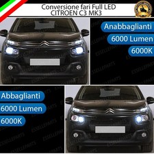CONVERSIONE FARI FULL LED CITROEN C3 MK3 III 6000K BIANCO GHIACCIO CANBUS
