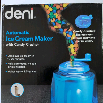 Deni Automatic Ice Cream Maker with Candy Crusher, Recipes, Blue, RN:5201
