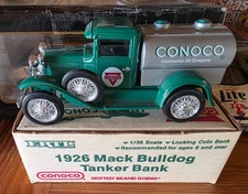 Vintage 1989 Ertl CONOCO Oil 1926 Mack Bulldog Tanker Collectible Bank NIB  