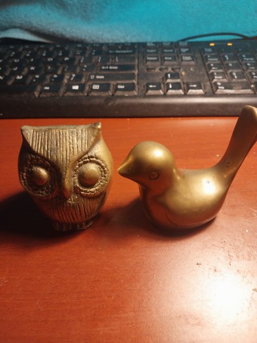 BRASS OWL/BIRD PAPERWEIGHT LOT