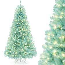 7 FT Artificial Xmas Tree with 1040 Branch Tips 380 Warm White LED Lights
