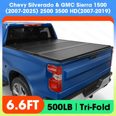 #ad 6.6FT Hard Tri Fold Tonneau Cover Truck Bed for 2007 2025 Silverado Sierra 1500 $408.49