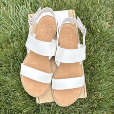 Journee Collection Women s White Strappy Ankle Strap Buckle Sandals 9.5