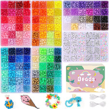 QUEFE 4680pcs Pony Beads Friendship Bracelets Making Kit, 120 Colors Kandi Beads