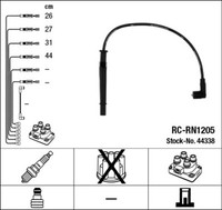 ZüNdleitungssatz NGK 44338 FüR Renault Modus Twingo Clio CR0 BR0 Wind KR0 2 3