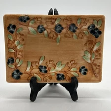 California Pantry Classic Ceramics Rectangular Recessed Dish Floral Pale Orange