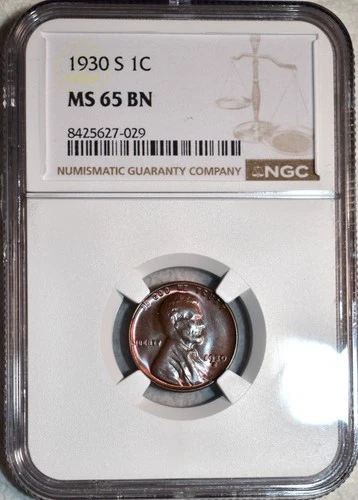 NGC MS-65 BN 1930-S Lincoln Cent, Beautifully Toned, Glossy Gem!
